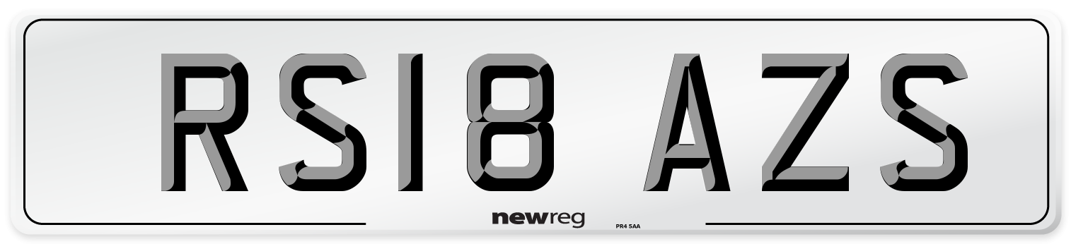 RS18 AZS Number Plate from New Reg